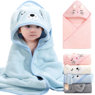 Serviette de Bain Bébé à Capuchon – Coton Doux Motifs Animaux