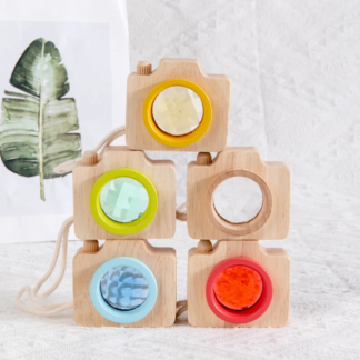 Kaléidoscope Bois Bébé – Caméra Éveil Sensoriel Arc-en-Ciel