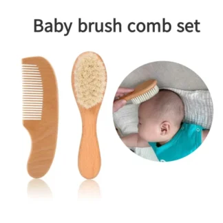 Brosse et Peigne Bébé en Bois de Hêtre – Coffret Cadeau Naissance