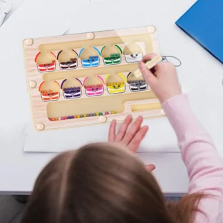 Labyrinthe Magnétique Montessori – Tri des Couleurs et Chiffres en Bois