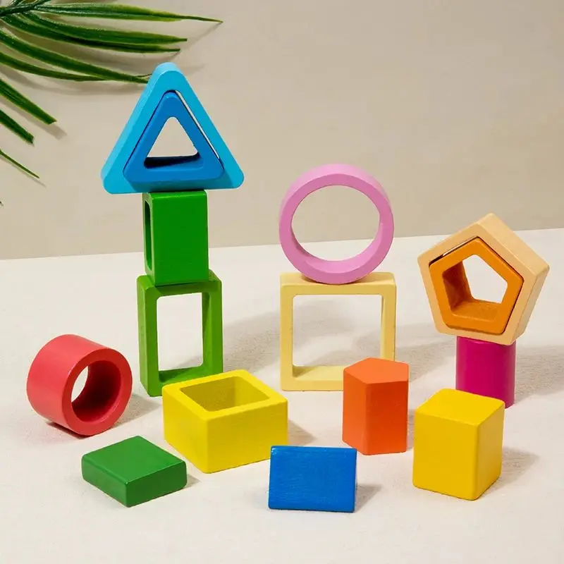Jouet de Tri et d'Empilage en Bois Montessori – Formes et Couleurs – Image 3