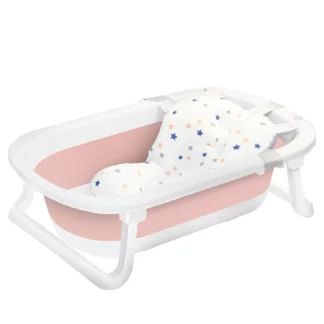 Baignoire Bébé Pliable – Baignoire de Voyage 0-24 mois avec Coussin