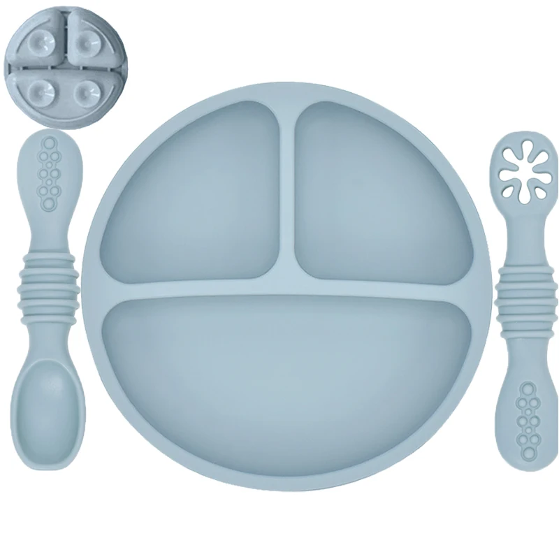 Set Repas Bébé Silicone à Ventouse – Assiette Anti-Renversement et Cuillère – Image 4