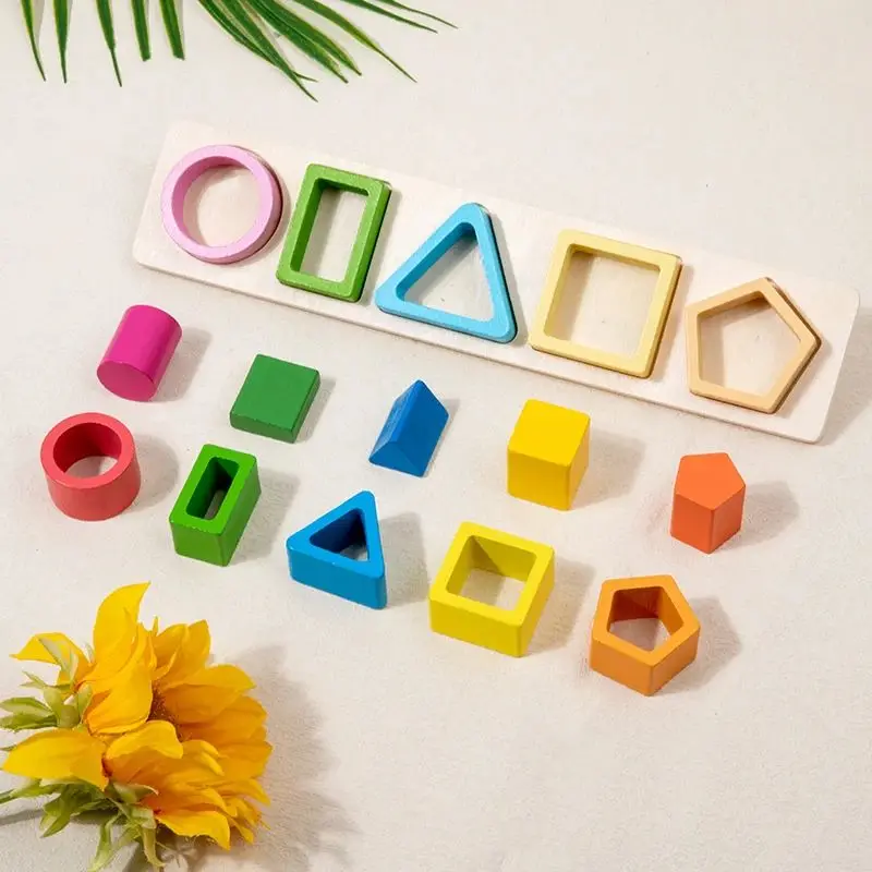 Jouet de Tri et d'Empilage en Bois Montessori – Formes et Couleurs – Image 2