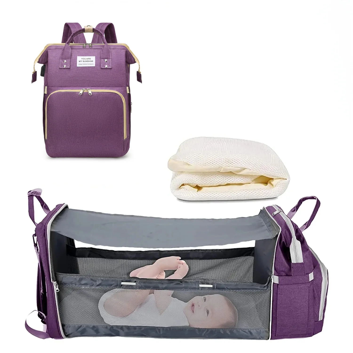 Sac à Langer 3-en-1 – Sac à Dos avec Lit Bébé Pliable – Image 4