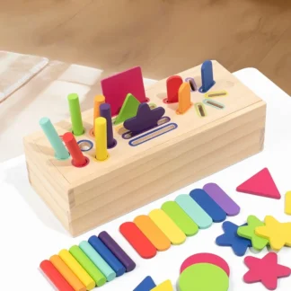 Formes Géométriques 3D en Bois Montessori – Jeu de Tri Éducatif