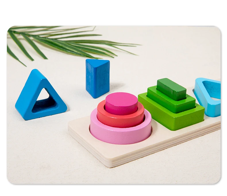 Jouet de Tri et d'Empilage en Bois Montessori – Formes et Couleurs – Image 4