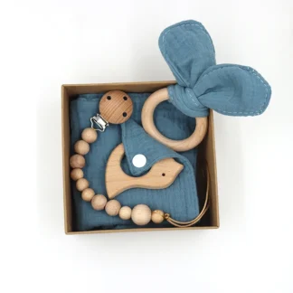 Coffret Dentition Bébé – Lange, Anneau Oreilles de Lapin et Attache-Tétine