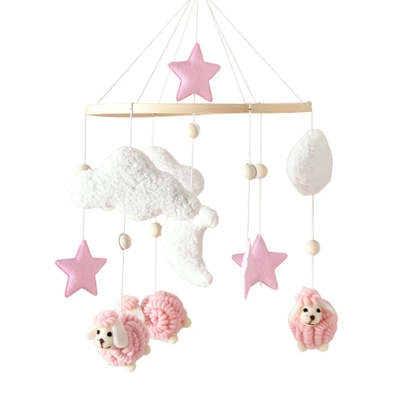 Mobile de Lit Bébé en Feutrine – Bois et Pompons Faits Main – Image 2