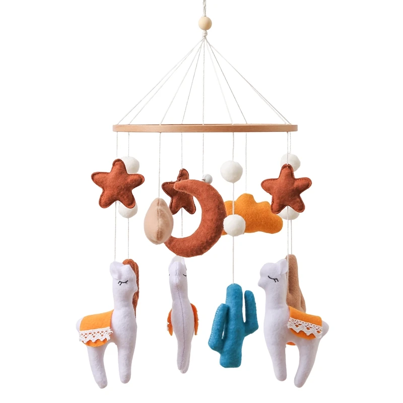 Mobile de Lit Bébé en Feutrine – Bois et Pompons Faits Main – Image 3
