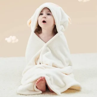 Cape de Bain Bébé à Capuche – Oreilles d'Ourson en Flanelle Douce