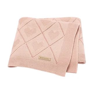 Couverture Bébé en Tricot de Coton – Maille Cœurs